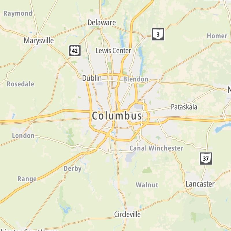Static map of the Columbus - State Capital area.