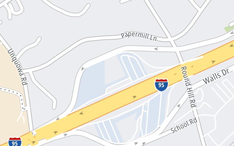 Static map of Connecticut Turnpike at Fairfield Southbound Service Plaza