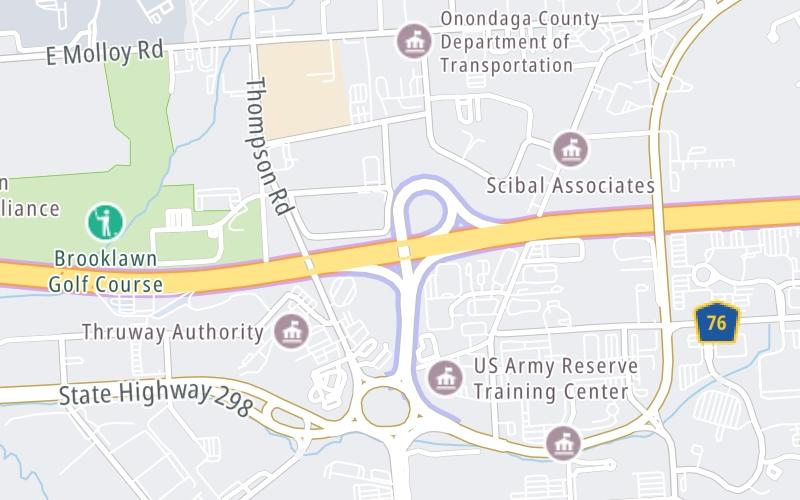 Static map of New York State Thruway at NY Route 298 / Syracuse / East Syracuse