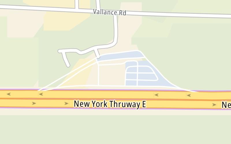 Static map of New York State Thruway at Ontario Travel Plaza