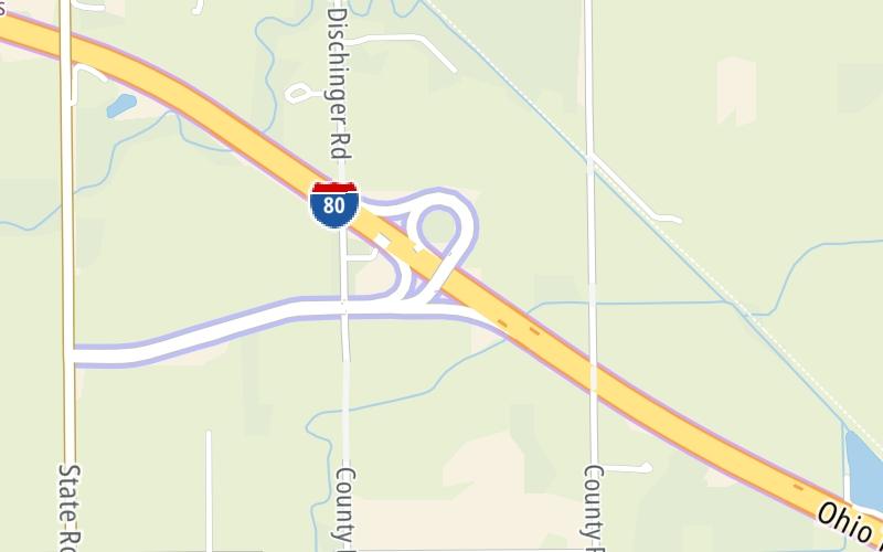 Static map of Ohio Turnpike at Elmore/Woodville/Gibsonburg / SR 51