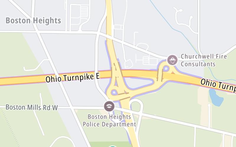 Static map of Ohio Turnpike at Akron / SR 8