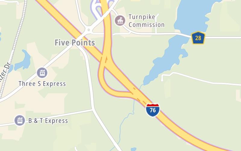 Static map of Ohio Turnpike at Youngstown/Poland / I–680