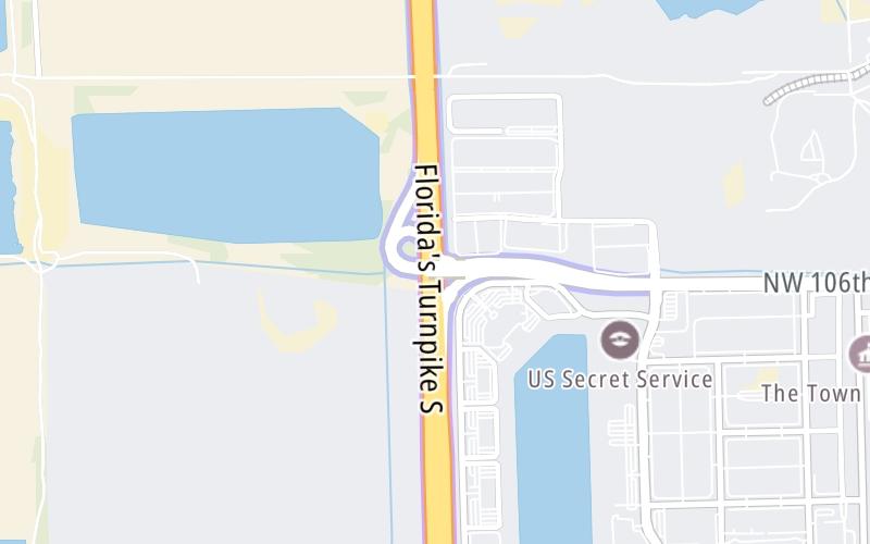 Static map of Floridas Turnpike at NW 106th Street
