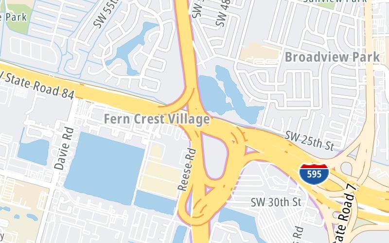 Static map of Floridas Turnpike at I-595/Ft Laud/Hwd Intl/FLL
