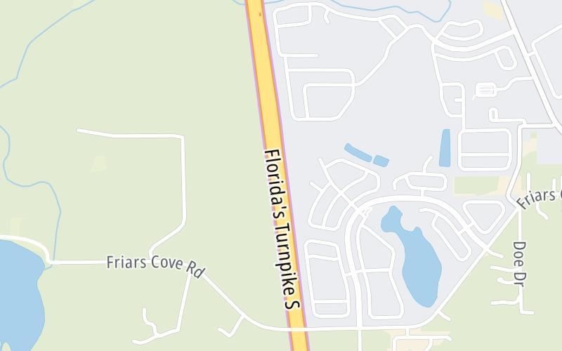 Static map of Floridas Turnpike at Three Lakes Plaza