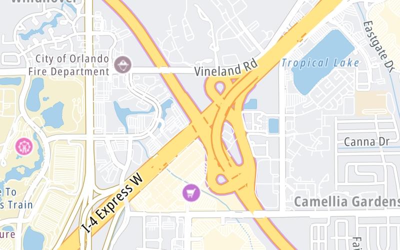 Static map of Floridas Turnpike at I-4