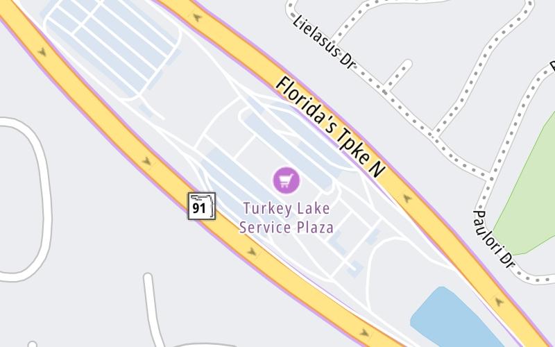 Static map of Floridas Turnpike at Turkey Lake Service Plaza