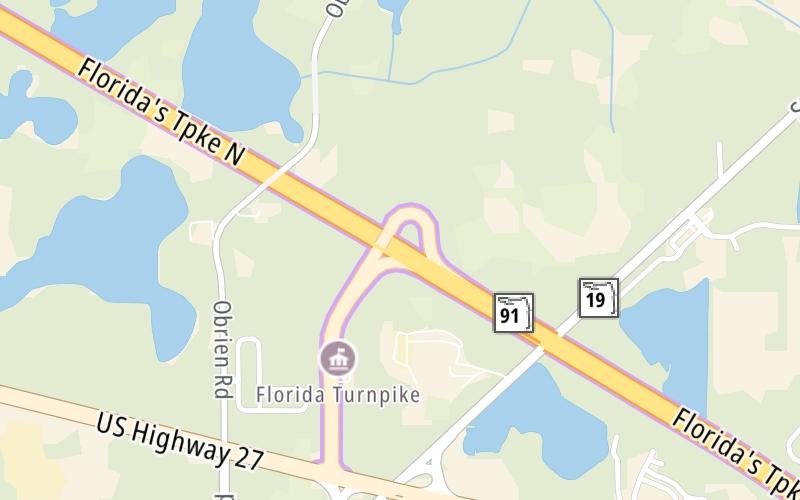 Static map of Floridas Turnpike at US Hwy 27 / SR 19