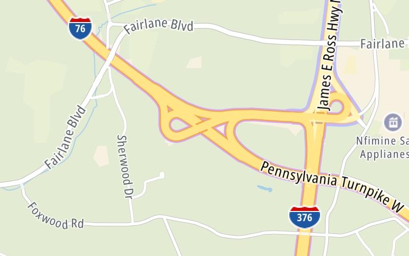 Static map of Pennsylvania Turnpike at I-376