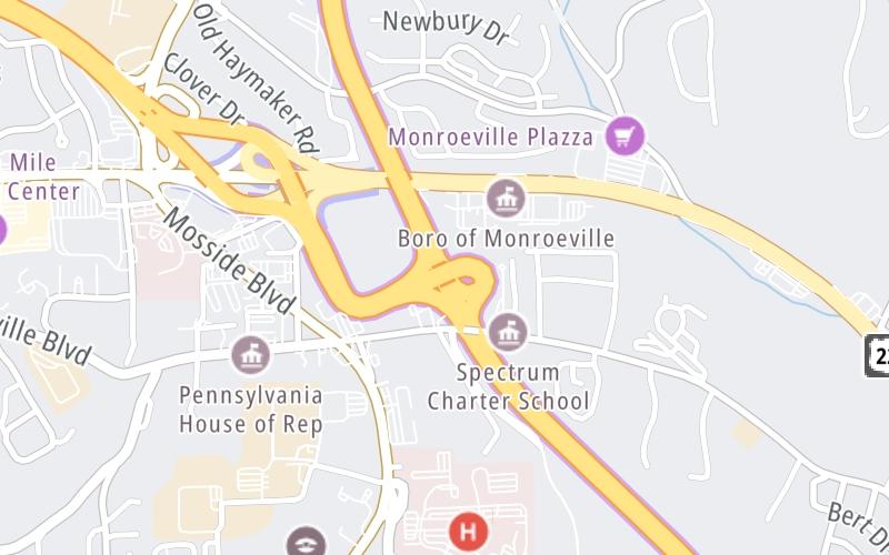 Static map of Pennsylvania Turnpike at I-376 / William Penn Highway