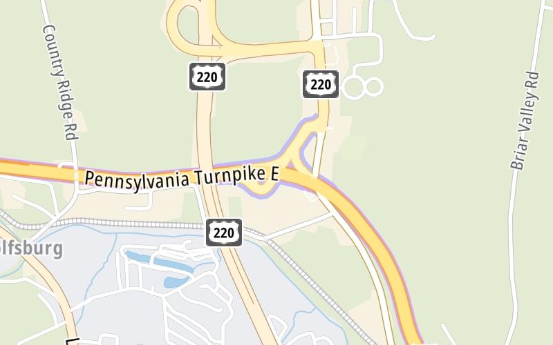 Static map of Pennsylvania Turnpike at I-99 / US 220