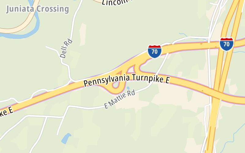 Static map of Pennsylvania Turnpike at I-70 / US 30