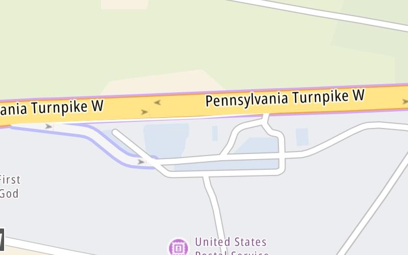 Static map of Pennsylvania Turnpike at Cumberland Valley Service Plaza