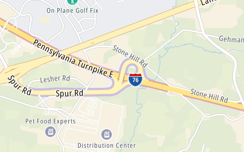 Static map of Pennsylvania Turnpike at US 222
