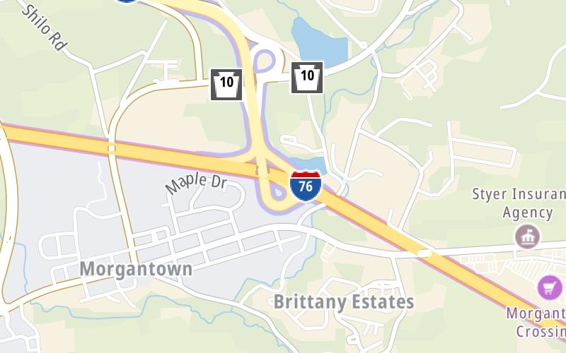 Static map of Pennsylvania Turnpike at I-176 / Morgantown Expy