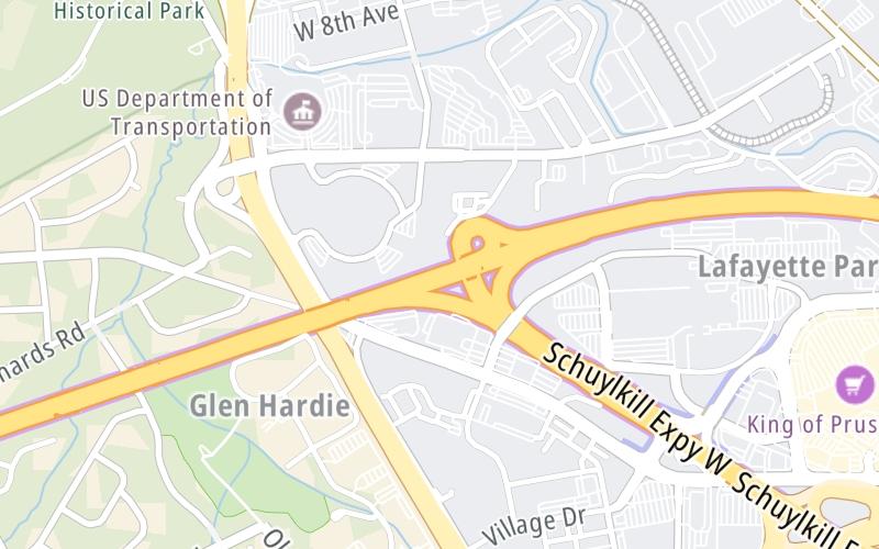 Static map of Pennsylvania Turnpike at I-76 / US 422 / US 202