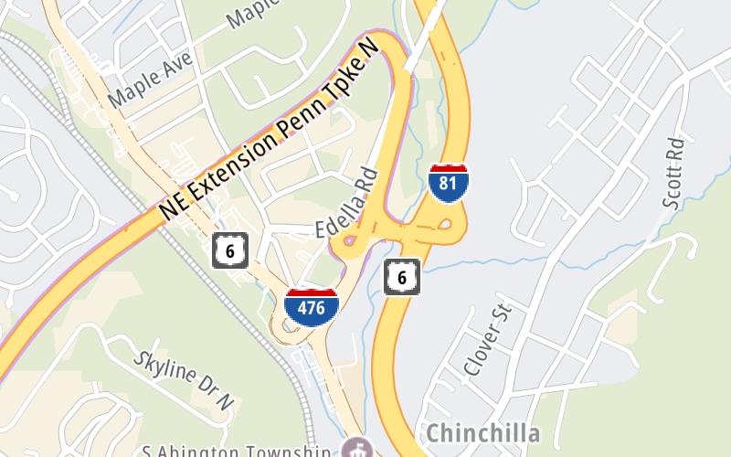 Static map of Pennsylvania Turnpike at I-81 / US 11 / Clarks Summit