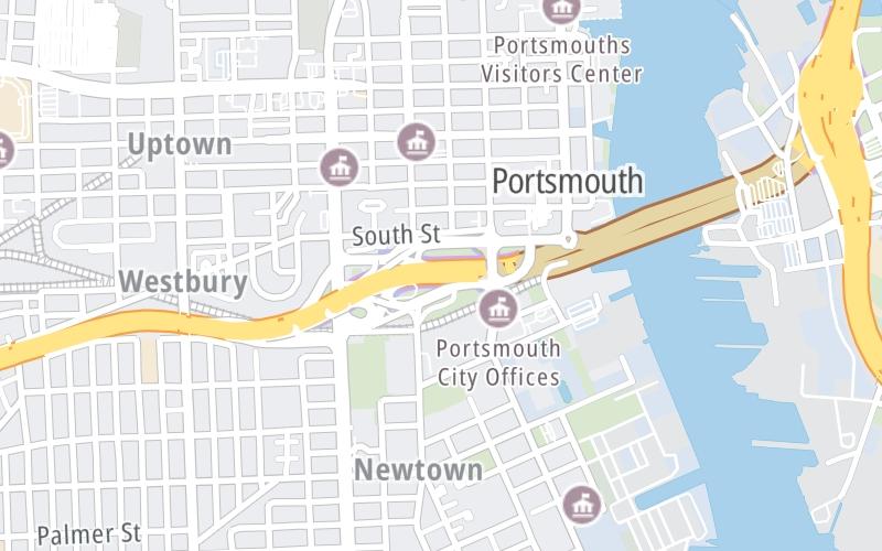 Static map of Downtown Tunnel at West Side / Norfolk Naval Shipyard