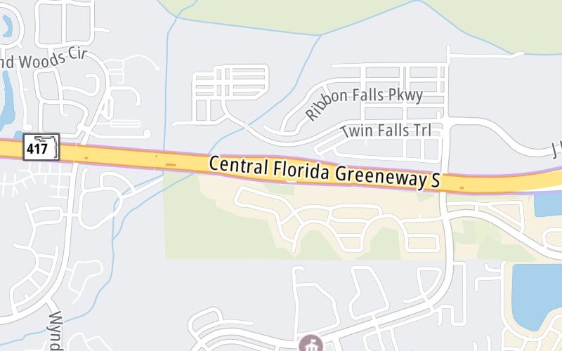 Static map of Central Florida Greeneway at Boggy Creek Mainline Toll Plaza