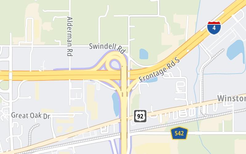Static map of Polk Parkway at I-4 West