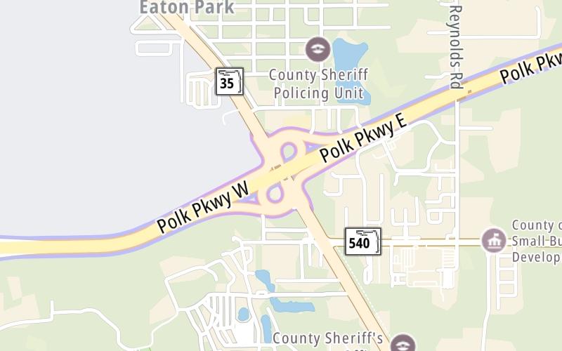 Static map of Polk Parkway at US 98/Bartow Road