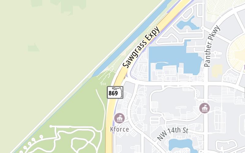Static map of Sawgrass Expressway at Sunrise Boulevard / Sawgrass Mills Mall