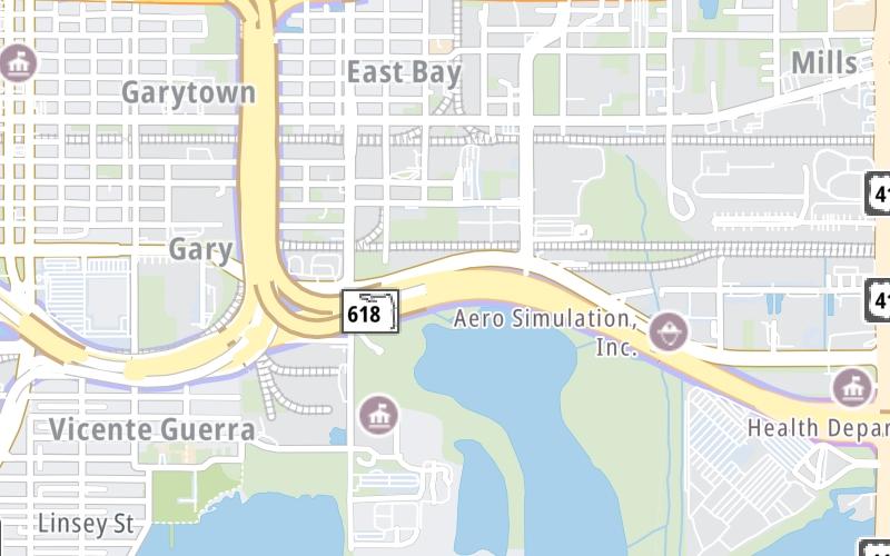 Static map of Selmon Expressway at WB Selmon to I–4 WB/I–4 EB to Selmon EB