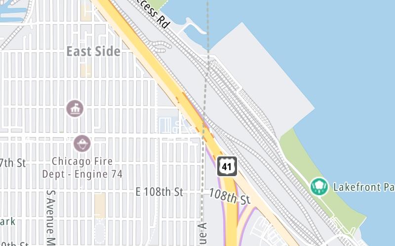 Static map of Chicago Skyway at Indiana Toll Road