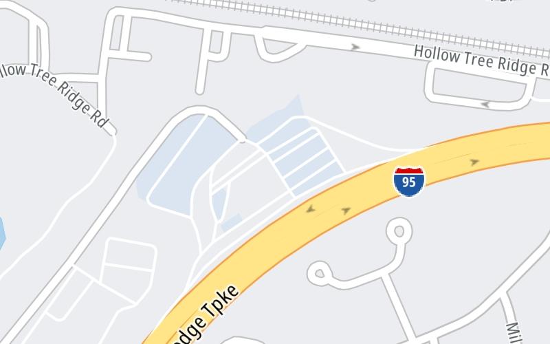 Static map of Connecticut Turnpike at Darien Southbound Service Plaza