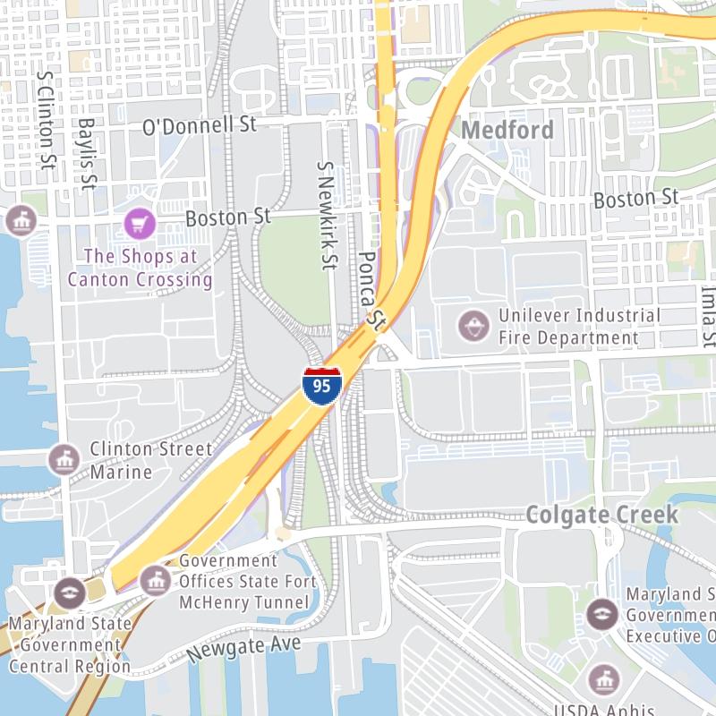 Static map a segment of the Baltimore Harbor Tunnel