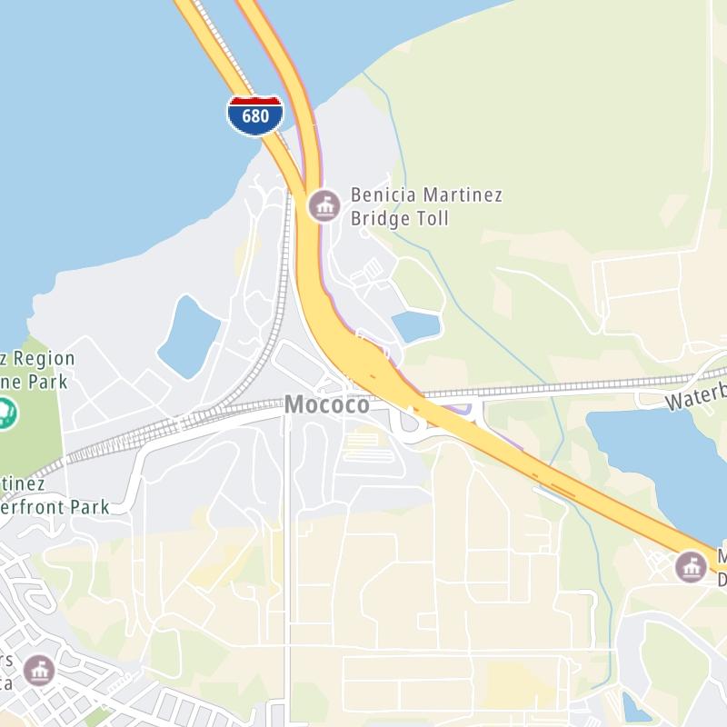 Static map a segment of the Benicia Martinez Bridge