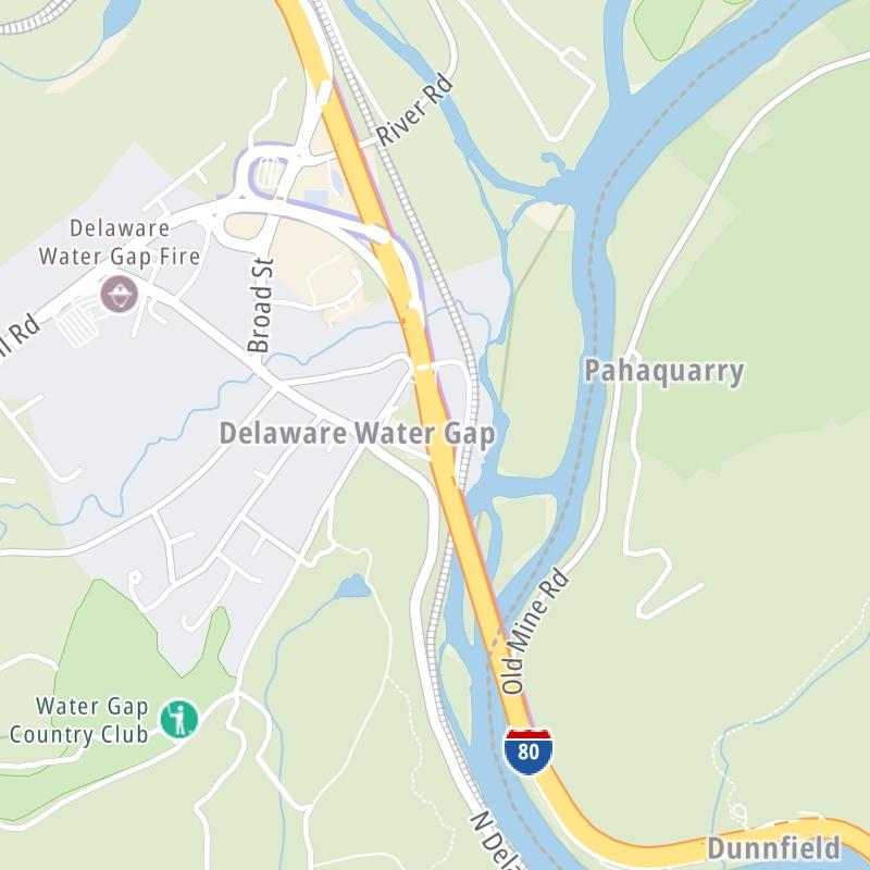 Static map a segment of the Delaware Water Gap Toll Bridge