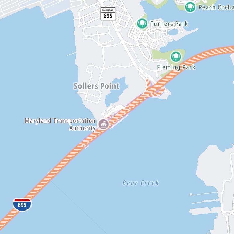 Static map a segment of the Francis Scott Key Bridge