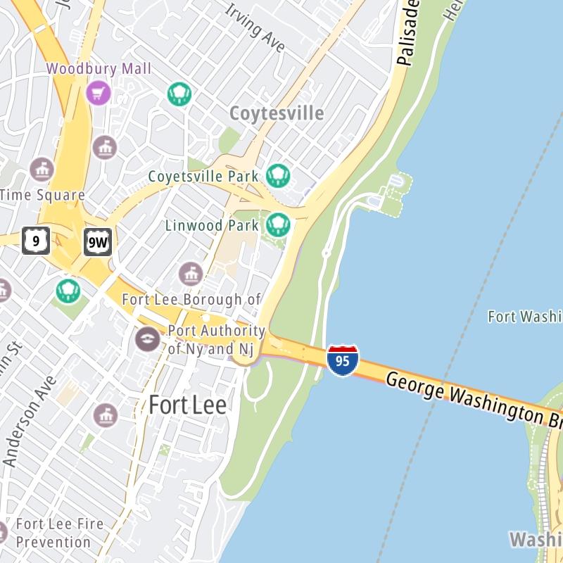Static map a segment of the George Washington Bridge