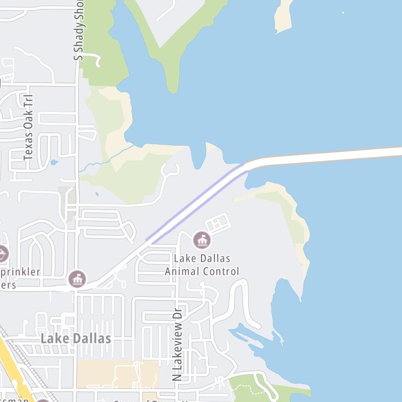 Static map a segment of the Lewisville Lake Toll Bridge