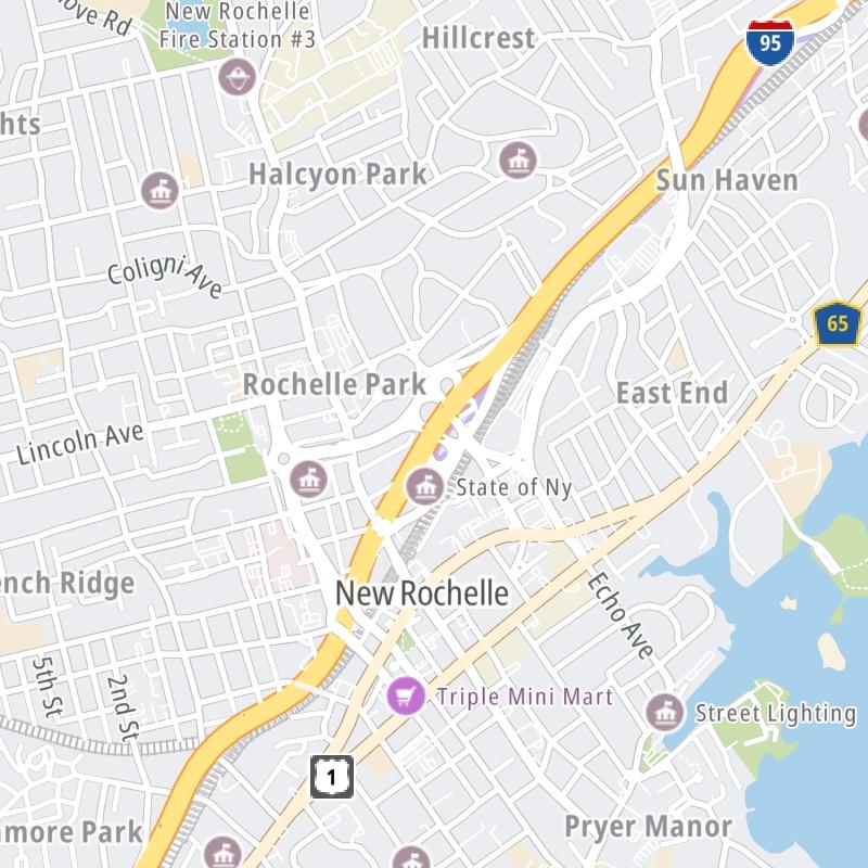 Static map a segment of the New England Thruway