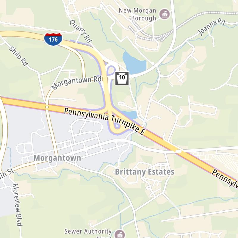 Static map a segment of the Pennsylvania Turnpike