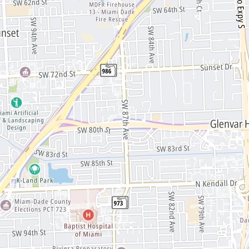 Static map a segment of the Snapper Creek Expressway