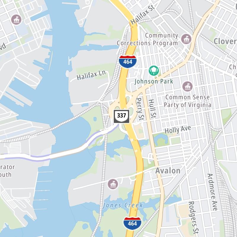 Static map a segment of the South Norfolk Jordan Bridge
