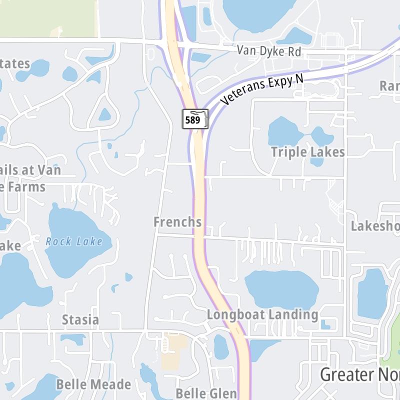 Static map a segment of the Suncoast Parkway/Veterans Expy