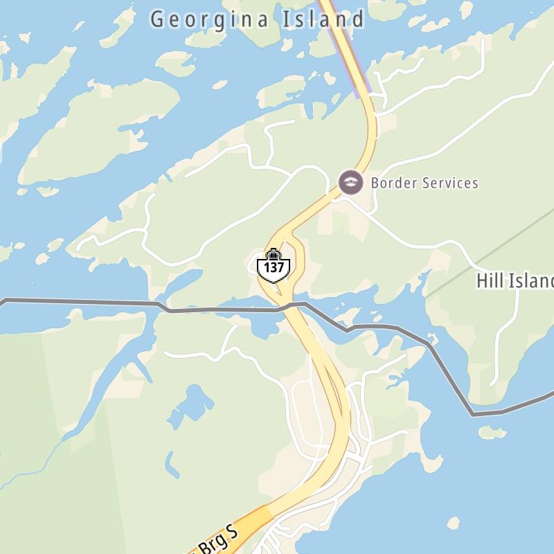 Static map a segment of the Thousand Islands Bridge