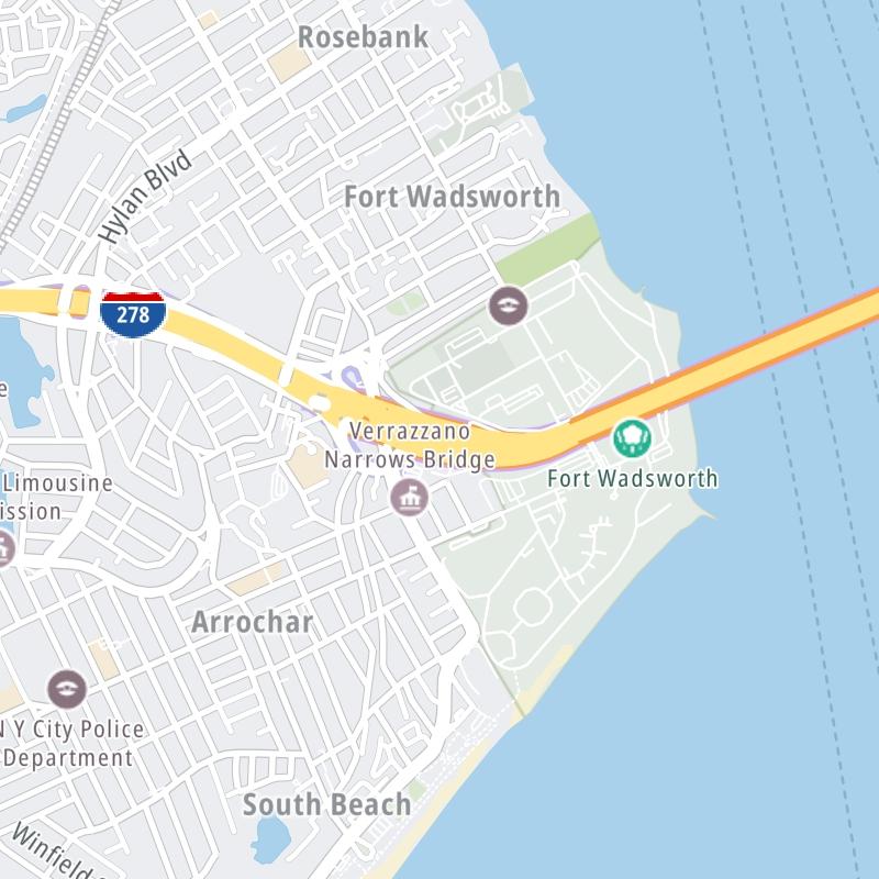 Static map a segment of the Verrazzano Narrows Bridge
