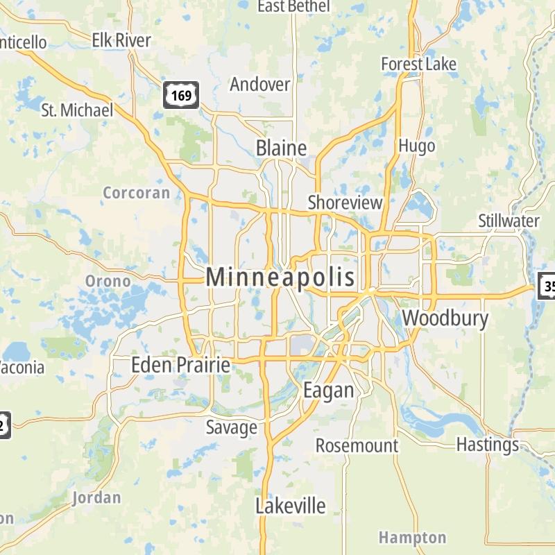 Static map of the Twin Cities Metro area.
